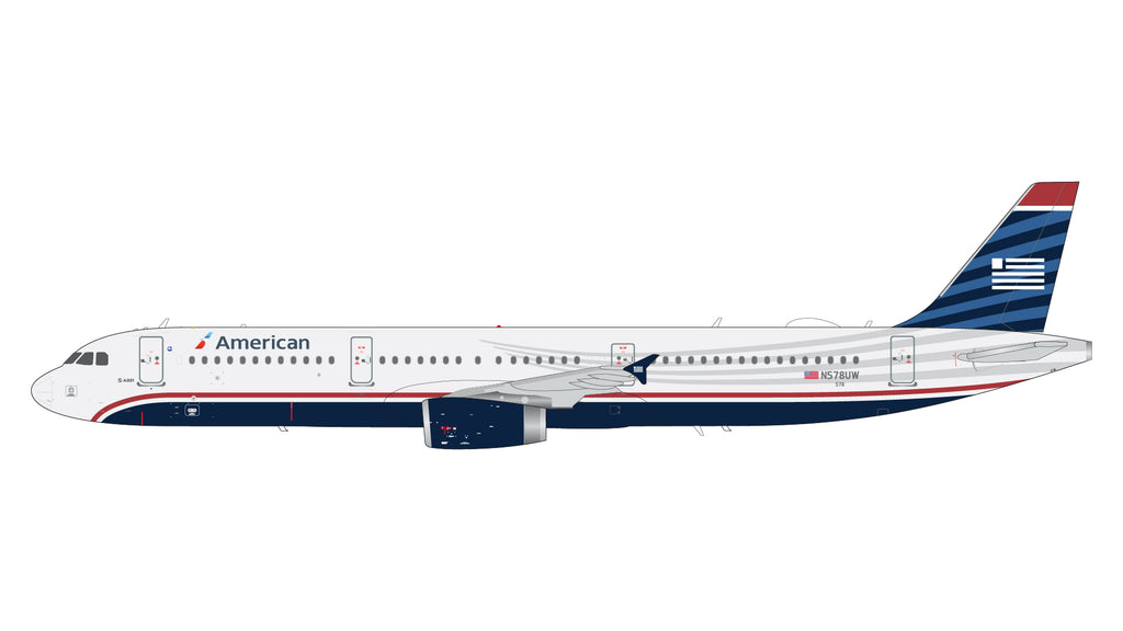 American Airlines Airbus A321 N578UW US Airways Heritage GeminiJets G2AAL1353 Scale 1:200