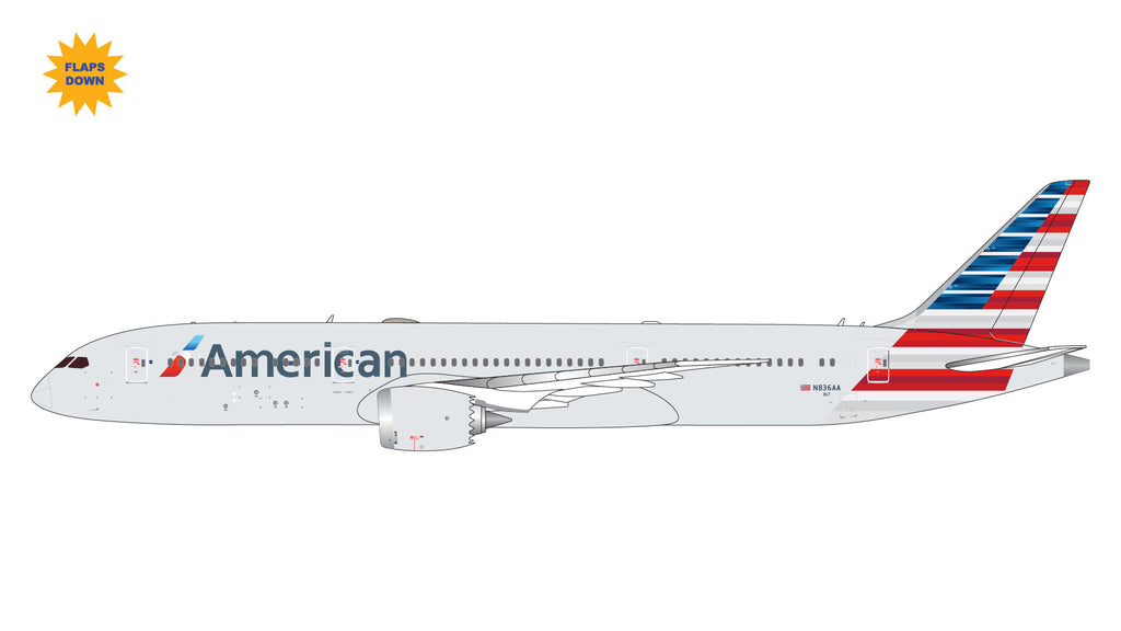 American Airlines Boeing 787-9 Flaps Down N836AA GeminiJets GJAAL2356F Scale 1:400