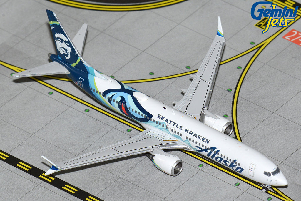 Alaska Airlines Boeing 737 MAX 9 N915AK Seattle Kraken GeminiJets GJASA2189 Scale 1:400