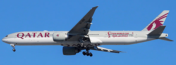 Qatar Airways Boeing 777-300ER Flaps Down A7-BEF FIFA World Cup Qatar 2022 JC Wings JC4QTR0135A XX40135A Scale 1:400