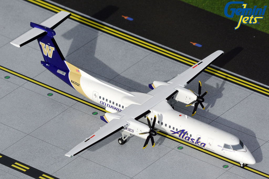 Alaska Airlines Bombardier Dash 8 Q400 N435QX University of Washington Huskies GeminiJets G2ASA1017 Scale 1:200