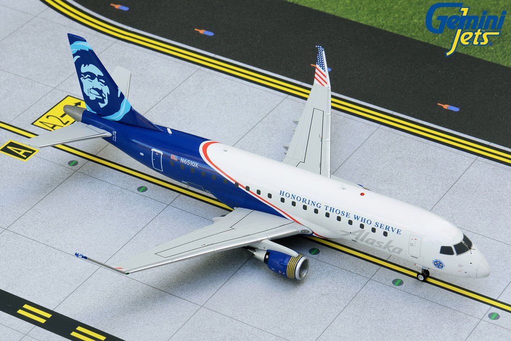 Alaska Airlines Embraer E-175 N651QX Honoring Those Who Serve GeminiJets G2ASA886 Scale 1:200