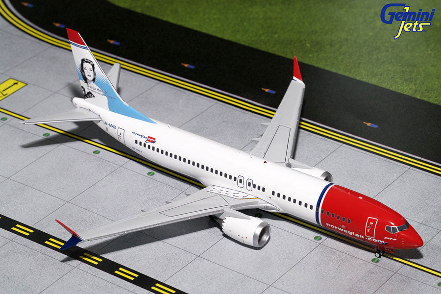 Norwegian Boeing 737 MAX 8 LN-MAX Sonja Henie GeminiJets G2NAX660 Scale 1:200 Norwegian Boeing 737 MAX 8 LN-MAX Sonja Henie GeminiJets G2NAX660 Scale 1:200