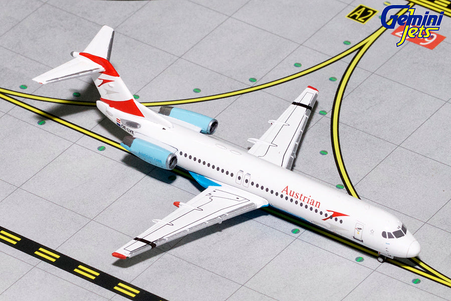 Austrian Airlines Fokker 100 OE-LVE Goodbye Fokker GeminiJets GJAUA1740 Scale 1:400
