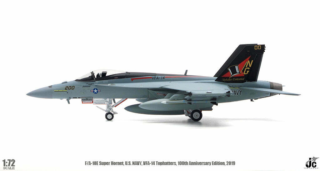USN F/A-18E Super Hornet 168927 (VFA-14 Tophatters, NG200, USS John C. Stennis, Squadron 100th Anniversary, 2019) JC Wings JCW-72-F18-012 Scale 1:72
