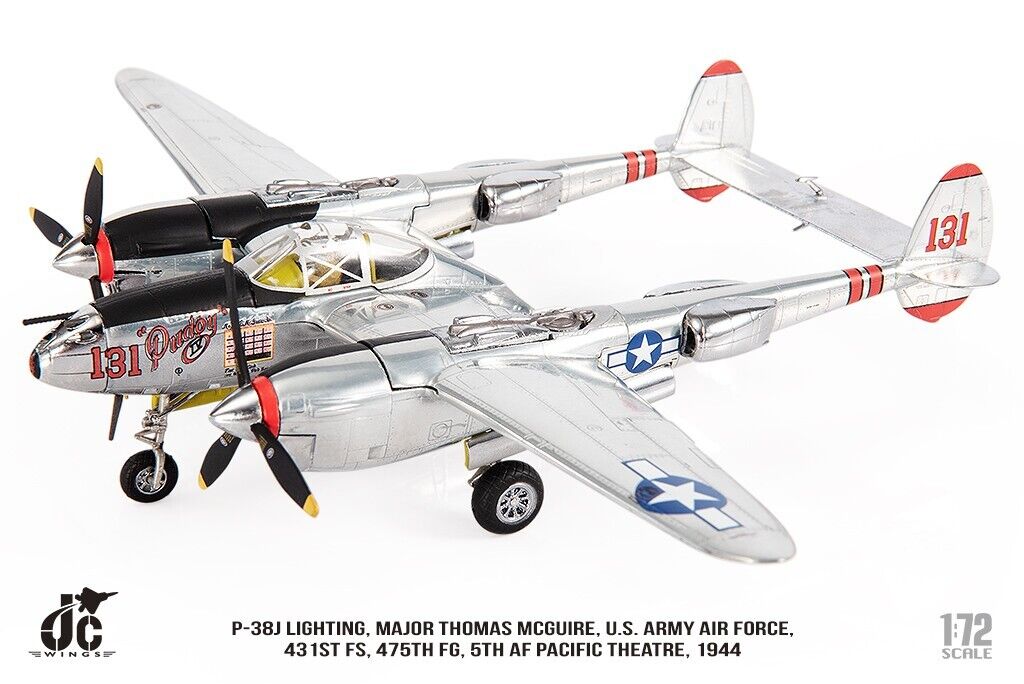 USAAF Lockheed P-38J Lightning 131 (475th FG, 431st FS, Pudgy IV, Tommy  McGuire) JC Wings JCW-72-P38-002 Scale 1:72