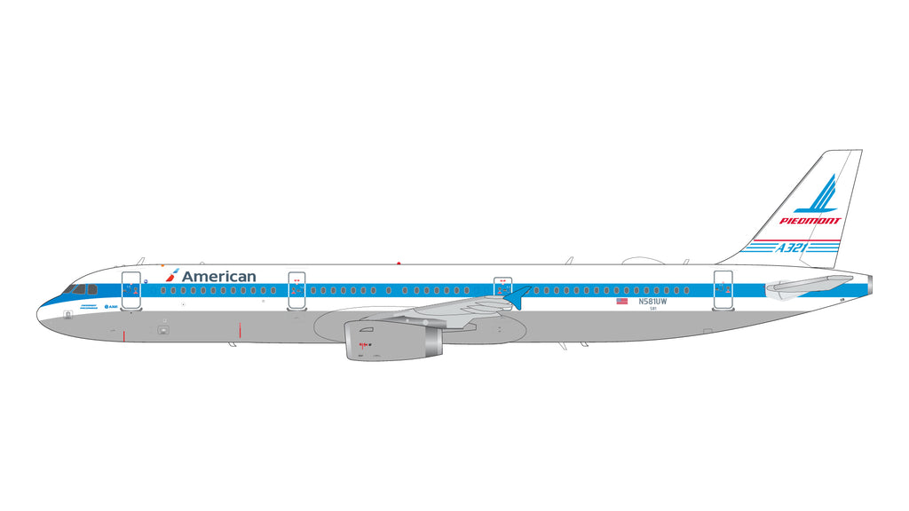 American Airlines Airbus A321 N581UW Piedmont Heritage GeminiJets G2AAL1293 Scale 1:200