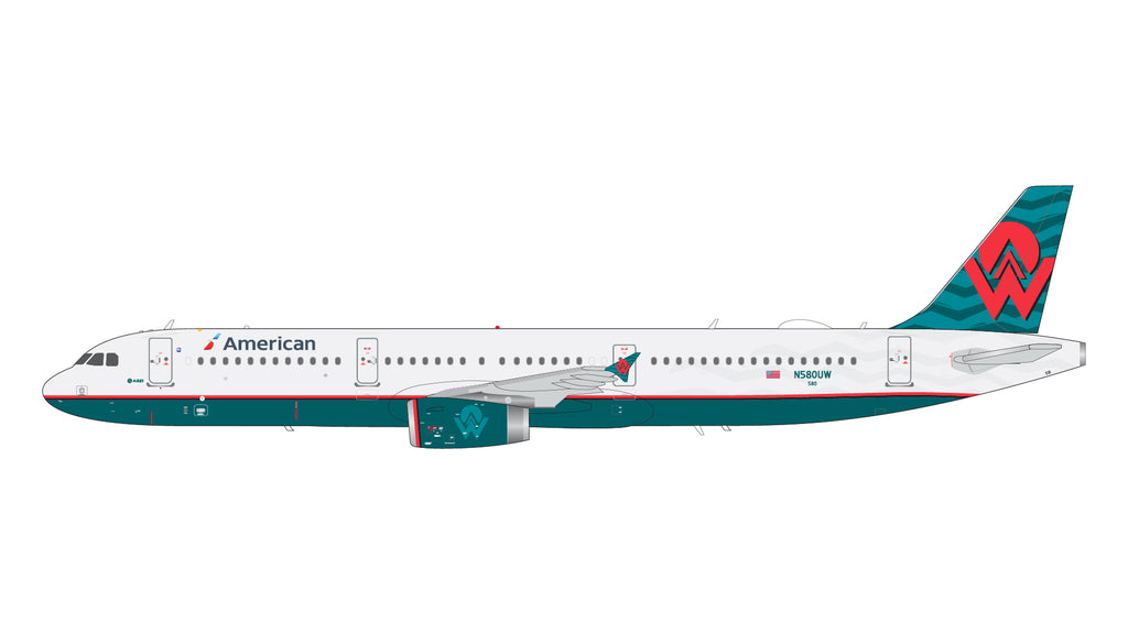 American Airlines Airbus A321 N580UW America West Heritage GeminiJets G2AAL1298 Scale 1:200