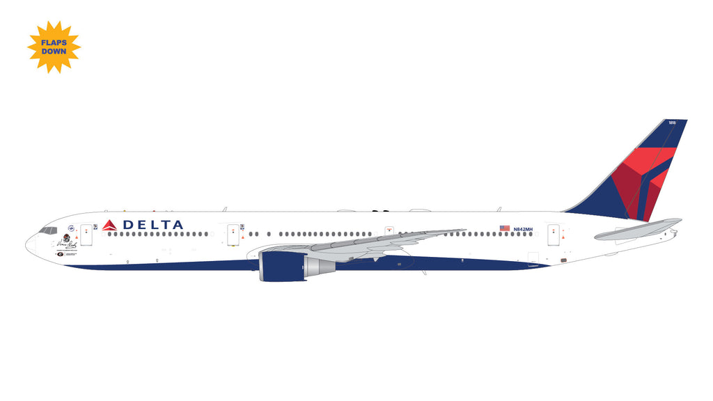 Delta Boeing 767-400ER Flaps Down N842MH Vince Dooley GeminiJets G2DAL1444F Scale 1:200