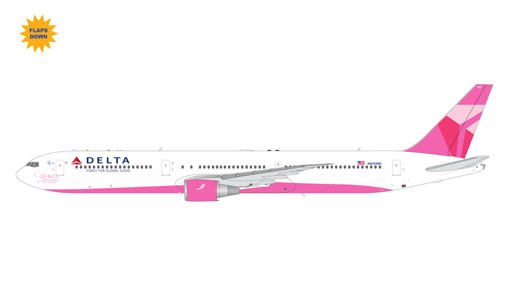 Delta Boeing 767-400ER Flaps Down N845MH Breast Cancer Research Foundation 2010 GeminiJets G2DAL1451F Scale 1:200