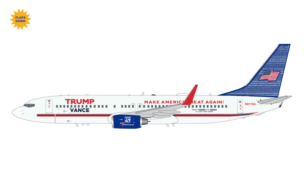 Trump-Vance Campaign Boeing 737-800 Flaps Down N917XA GeminiJets G2TRU1372F Scale 1:200