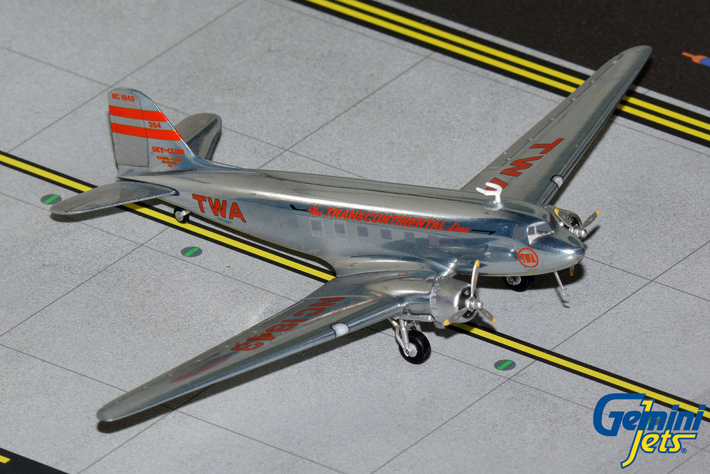 TWA DC-3 NC1943 GeminiJets G2TWA314 Scale 1:200