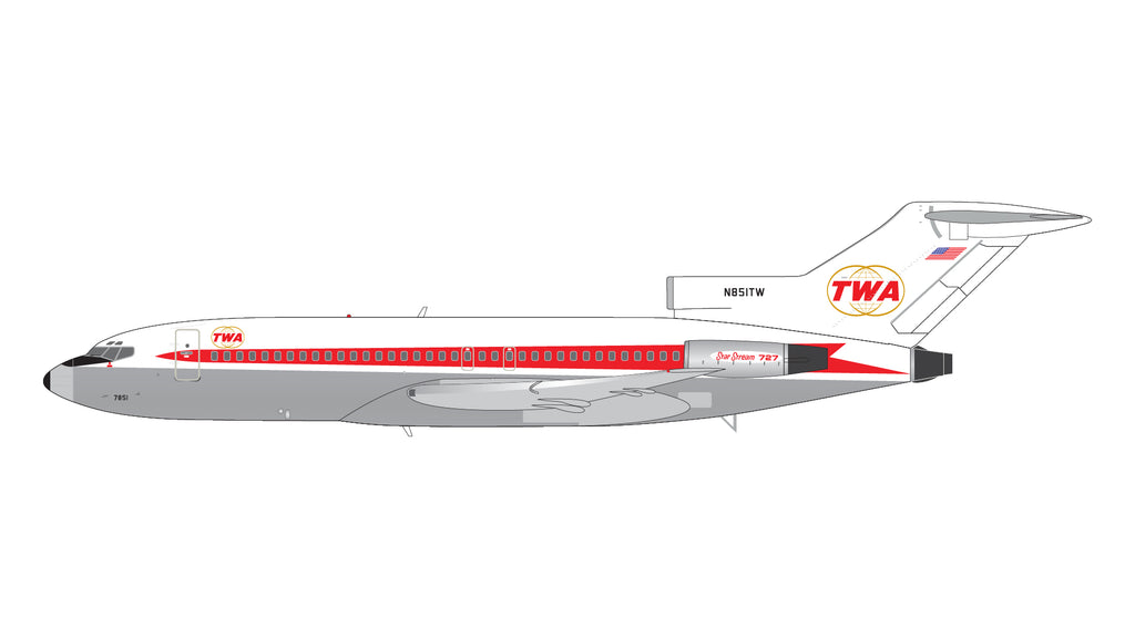 TWA Boeing 727-100 N851TW GeminiJets G2TWA946 Scale 1:200