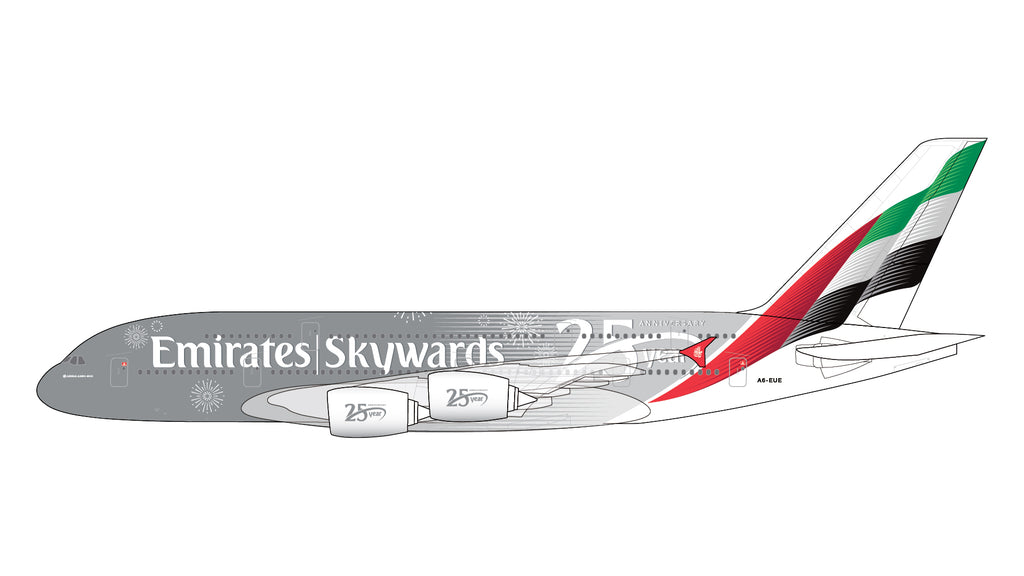 Emirates Airbus A380 A6-EUE Skywards 25th Anniversary GeminiJets G2UAE1494 Scale 1:200