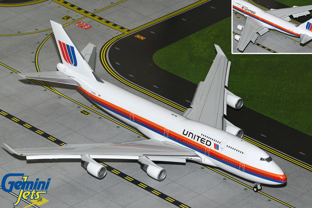 United Boeing 747-400 Flaps Down N175UA GeminiJets G2UAL1104F Scale 1:200