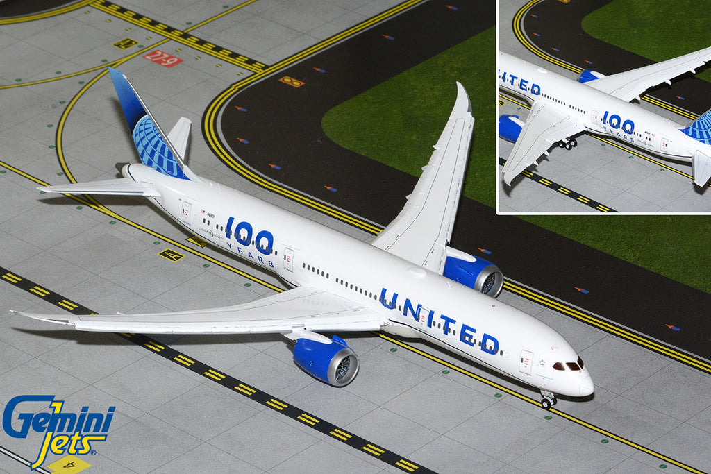 United Boeing 787-9 Flaps Down N61101 100 Years GeminiJets G2UAL1258F Scale 1:200