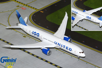 United Boeing 787-9 Flaps Down N61101 100 Years GeminiJets G2UAL1258F Scale 1:200