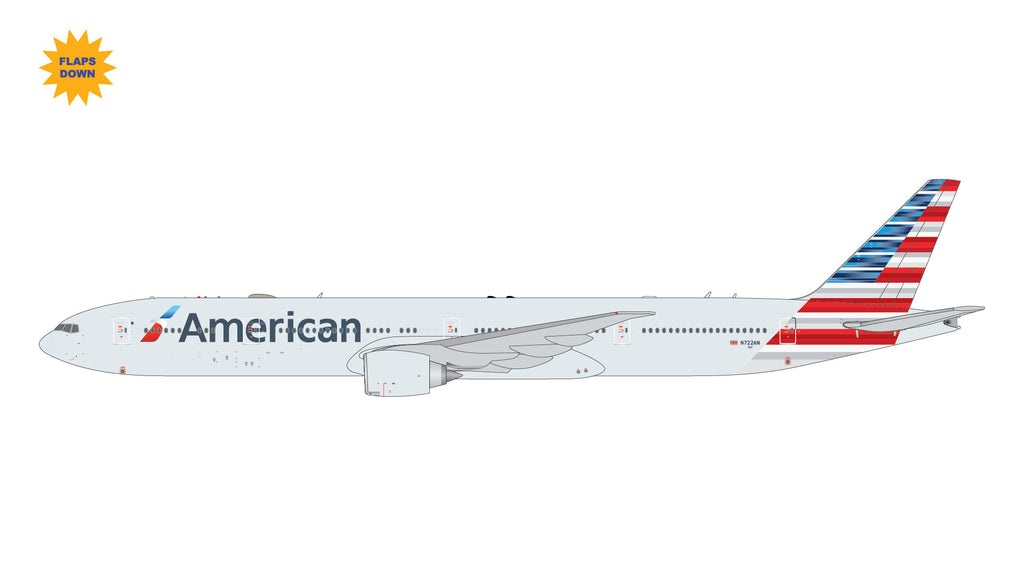 American Airlines Boeing 777-300ER Flaps Down N722AN GeminiJets GJAAL2303F Scale 1:400