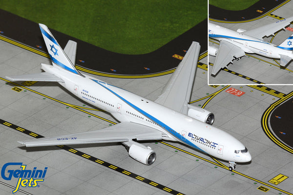 El Al Boeing 777-200ER Flaps Down 4X-ECB GeminiJets GJELY2300F Scale 1:400