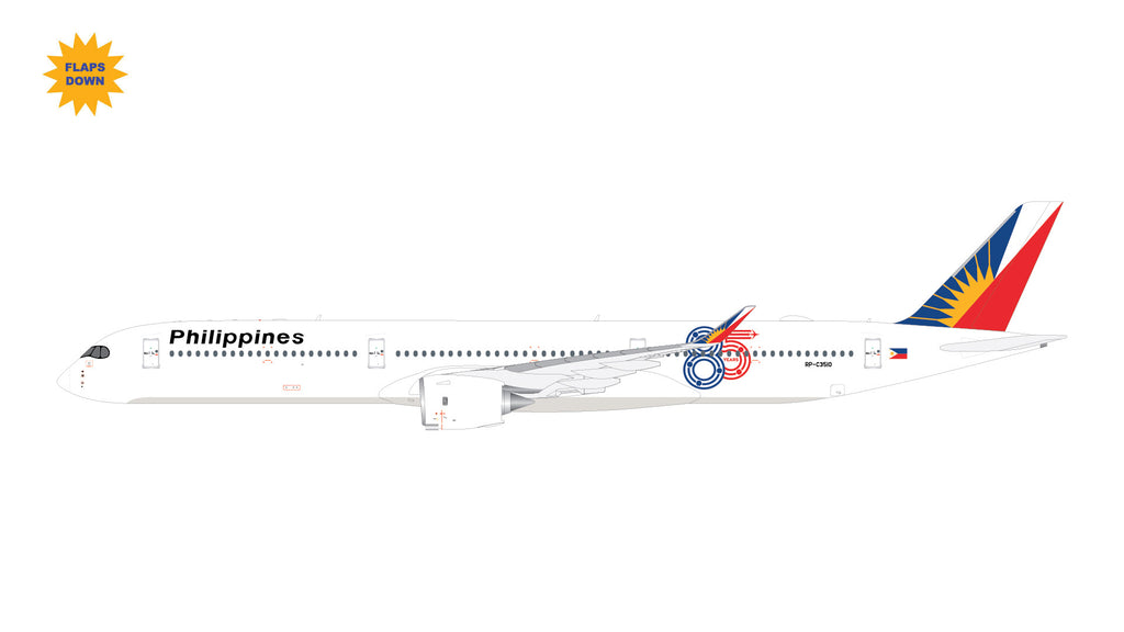 Philippine Airlines Airbus A350-1000 Flaps Down RP-C3510 85 Years GeminiJets GJPAL2397F Scale 1:400