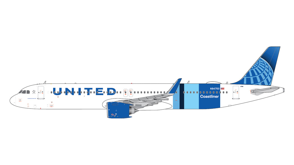United Airbus A321neo N94750 Coastliner GeminiJets GJUAL2423 Scale 1:400
