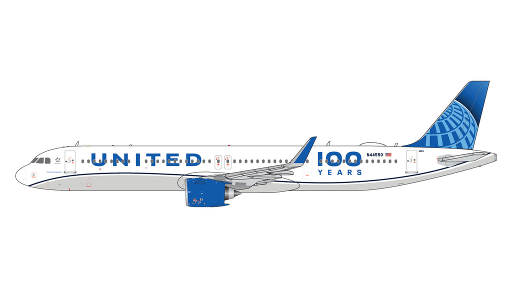 United Airbus A321neo N44550 100 Years GeminiJets GJUAL2424 Scale 1:400