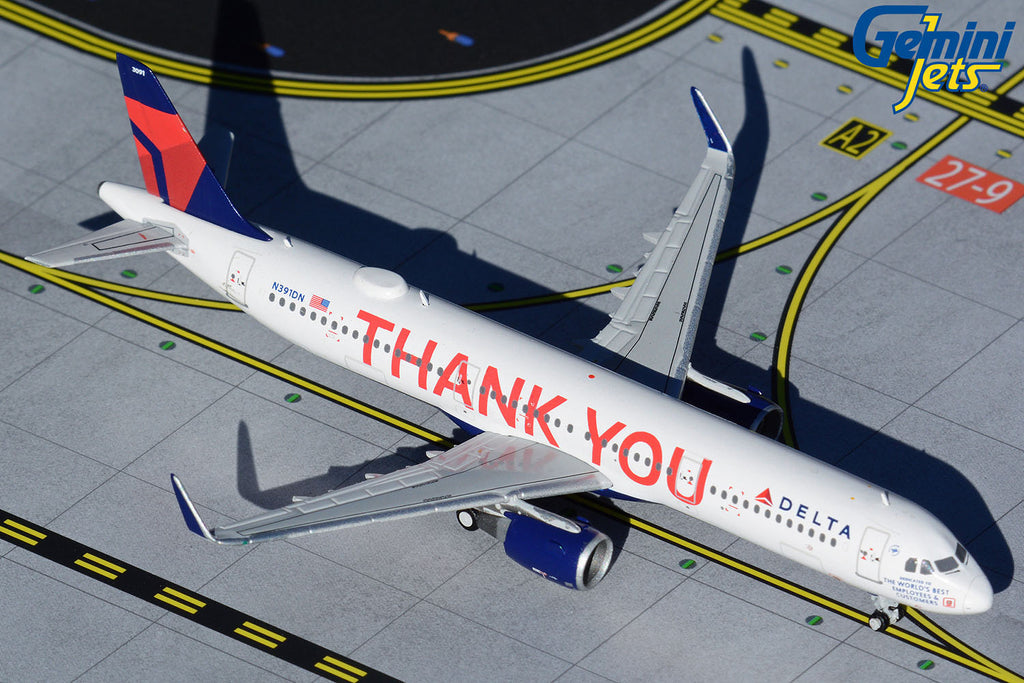 Delta Airbus A321 N391DN Thank You GeminiJets GJDAL1927 Scale 1:400
