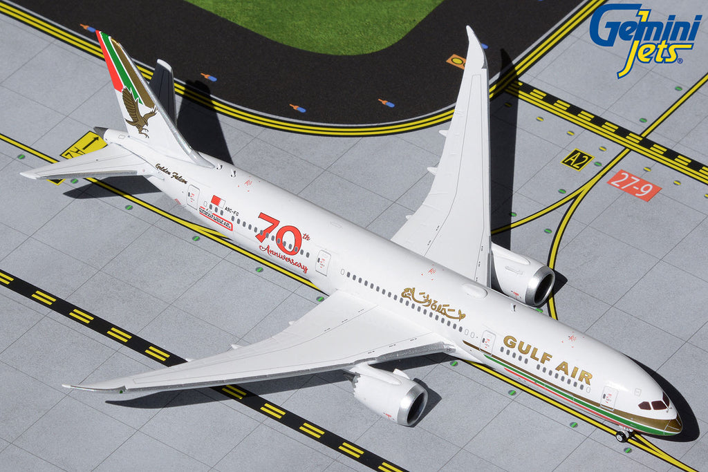 Gulf Air Boeing 787-9 A9C-FG 70th Anniversary GeminiJets GJGFA1909 Scale 1:400