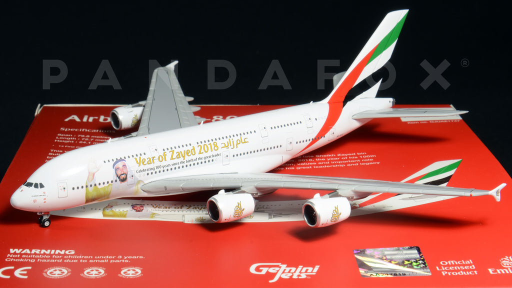 Emirates Airbus A380 A6-EUZ Sheik Zayed GeminiJets GJUAE1747 Scale 1:400