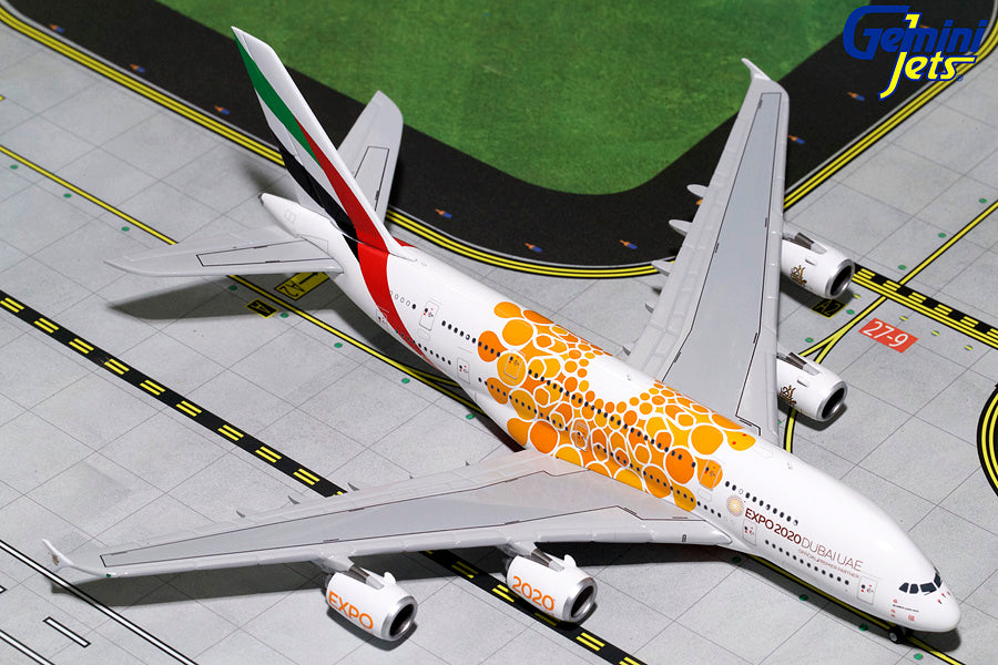 Emirates Airbus A380 A6-EOU EXPO 2020 Orange GeminiJets GJUAE1815 Scale 1:400