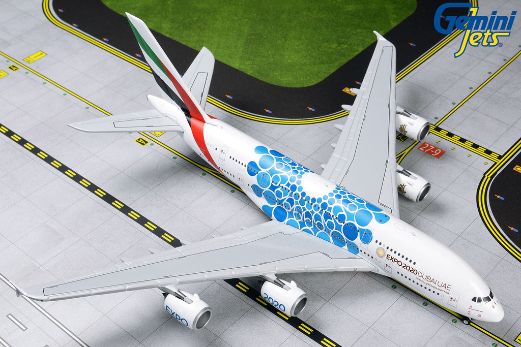 Emirates Airbus A380 A6-EOC EXPO 2020 Blue GeminiJets GJUAE1833 Scale 1:400