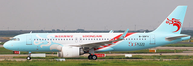 Loongair Airbus A320 B-30FV 50th A320 for Loongair JC Wings JC4CDC285 XX4285 Scale 1:400