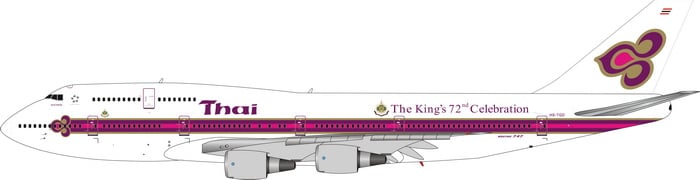 Thai Airways Boeing 747-300 HS-TGD Kings Logo Phoenix PH4THA2093 Scale 1:400